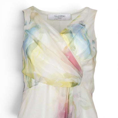 Valentino Kleid Seide crème geblümt IT 42 DE 36
