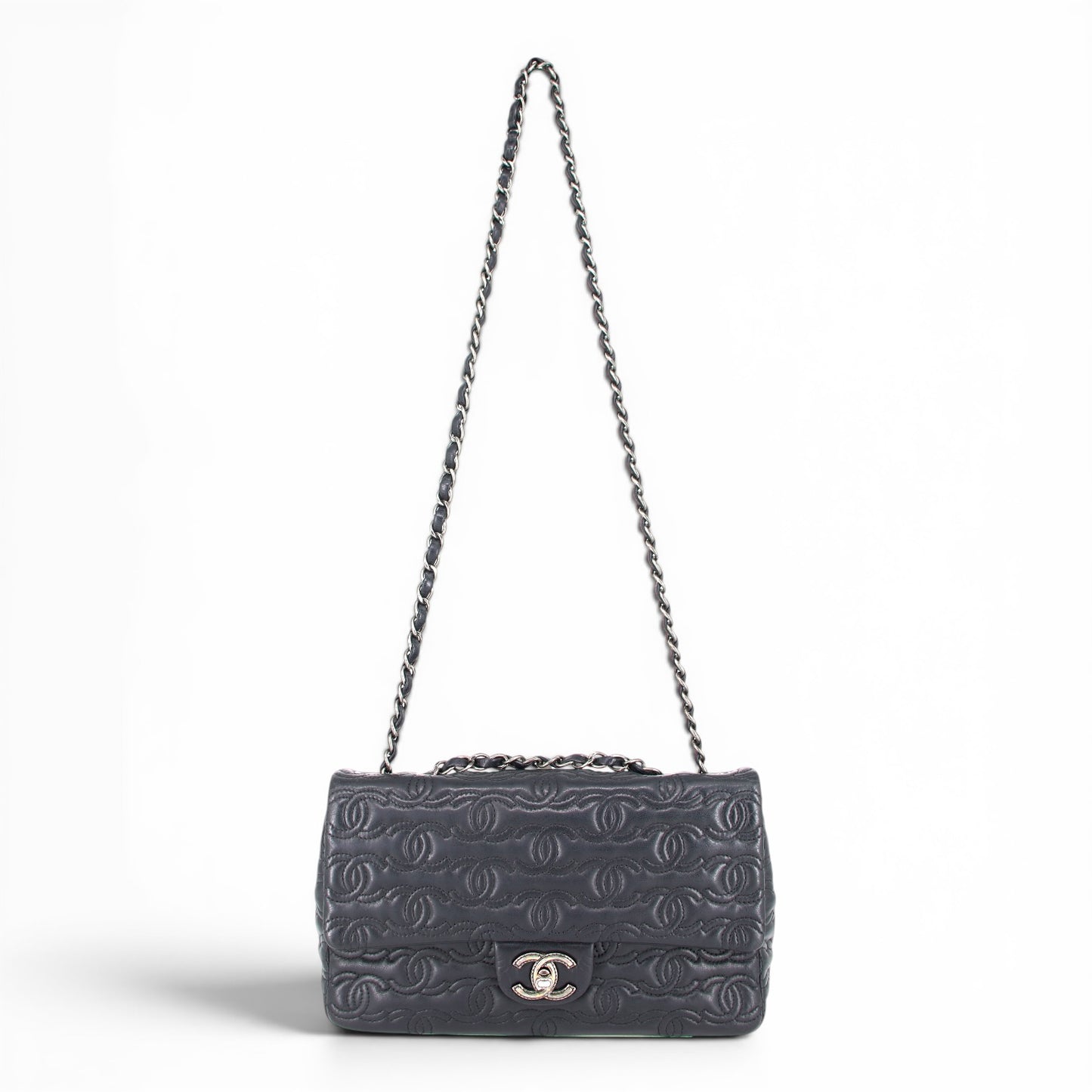 Chanel CC stitch single flap schwarz