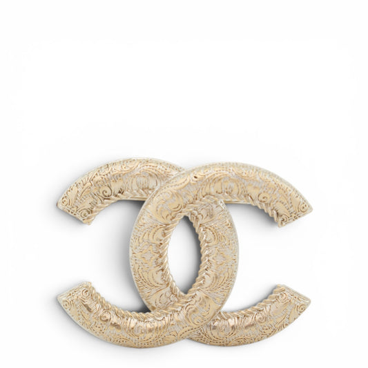 Chanel Brosche gold gemustert