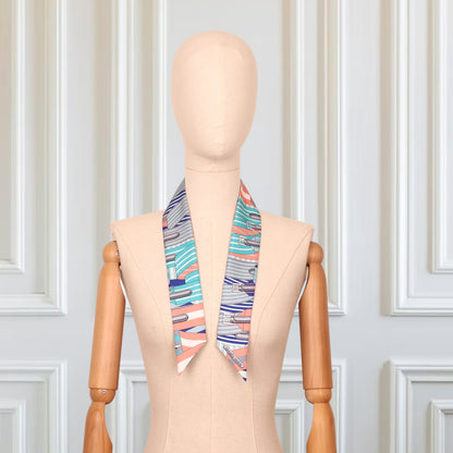 Hermès Twilly "Sangles" blau/lachs