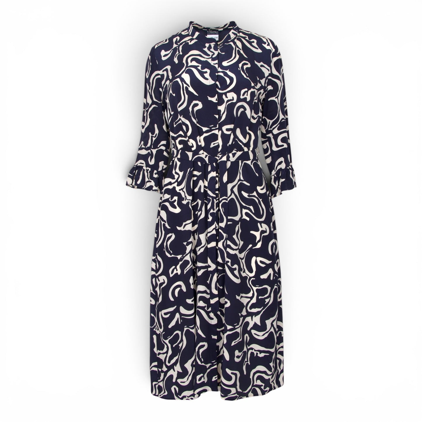S'Max Mara Kleid Seide marine gemustert Gr. 38