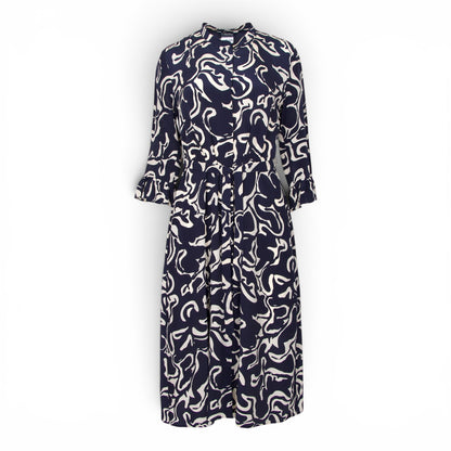 S'Max Mara Kleid Seide marine gemustert Gr. 38