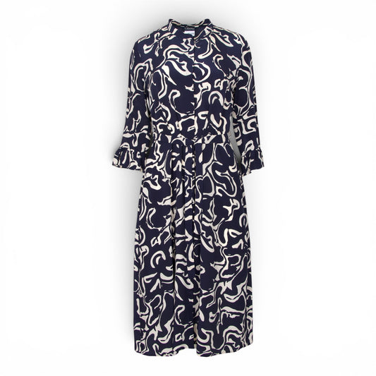 S'Max Mara Kleid Seide marine gemustert Gr. 38