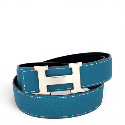 Hermès Wendegürtel bleu jean/schwarz Gr. 80