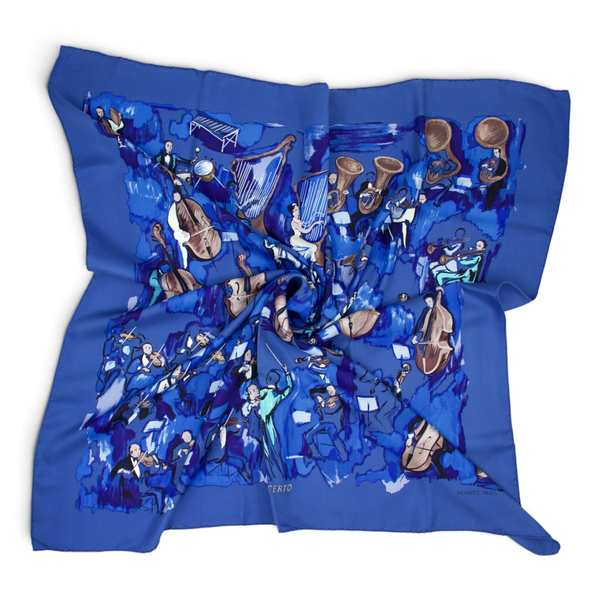 Hermès Carré "Concerto" blau