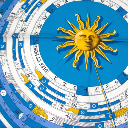 Hermès Carré "Dies et Hore" blau