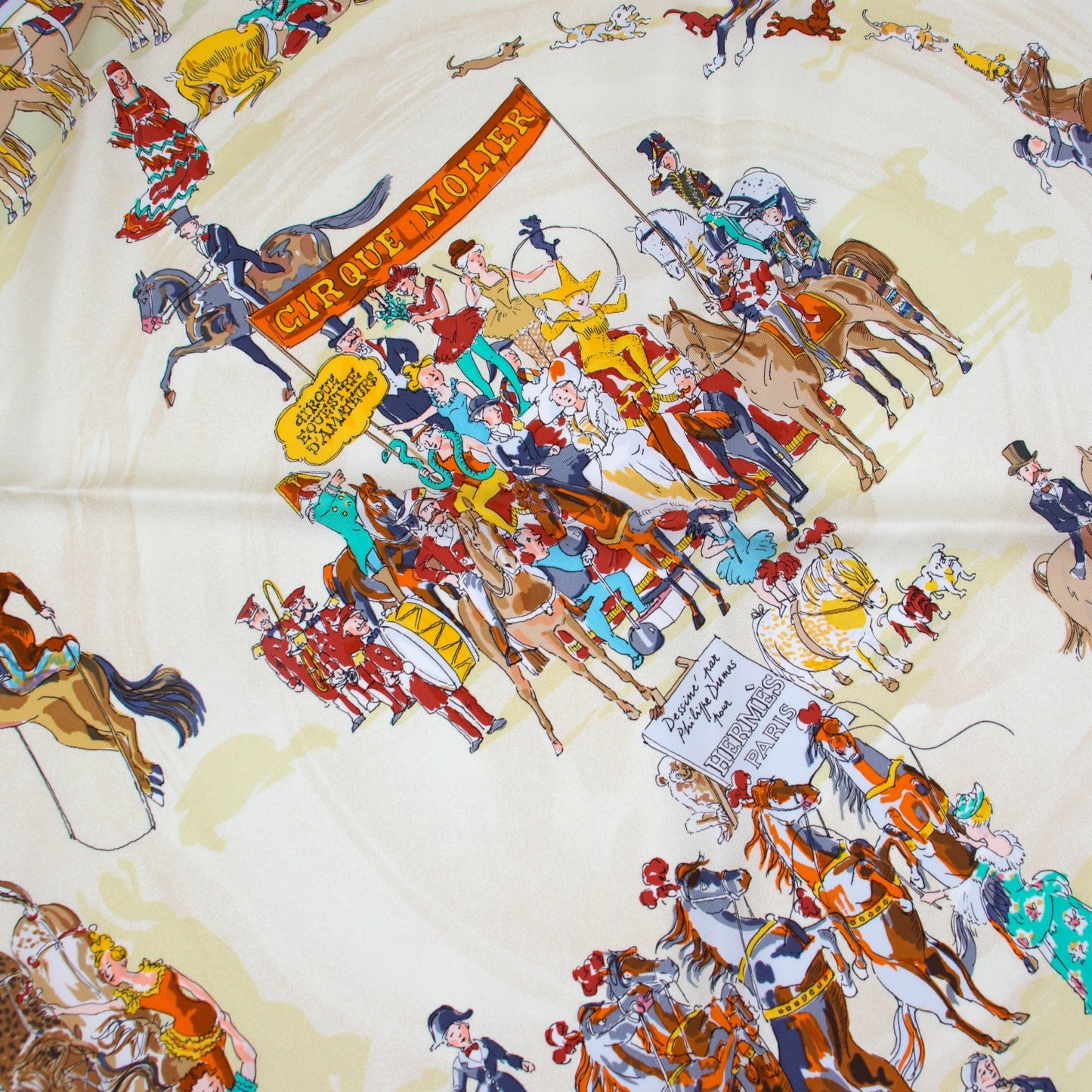 Hermès Carré "Cirque Molier" crème
