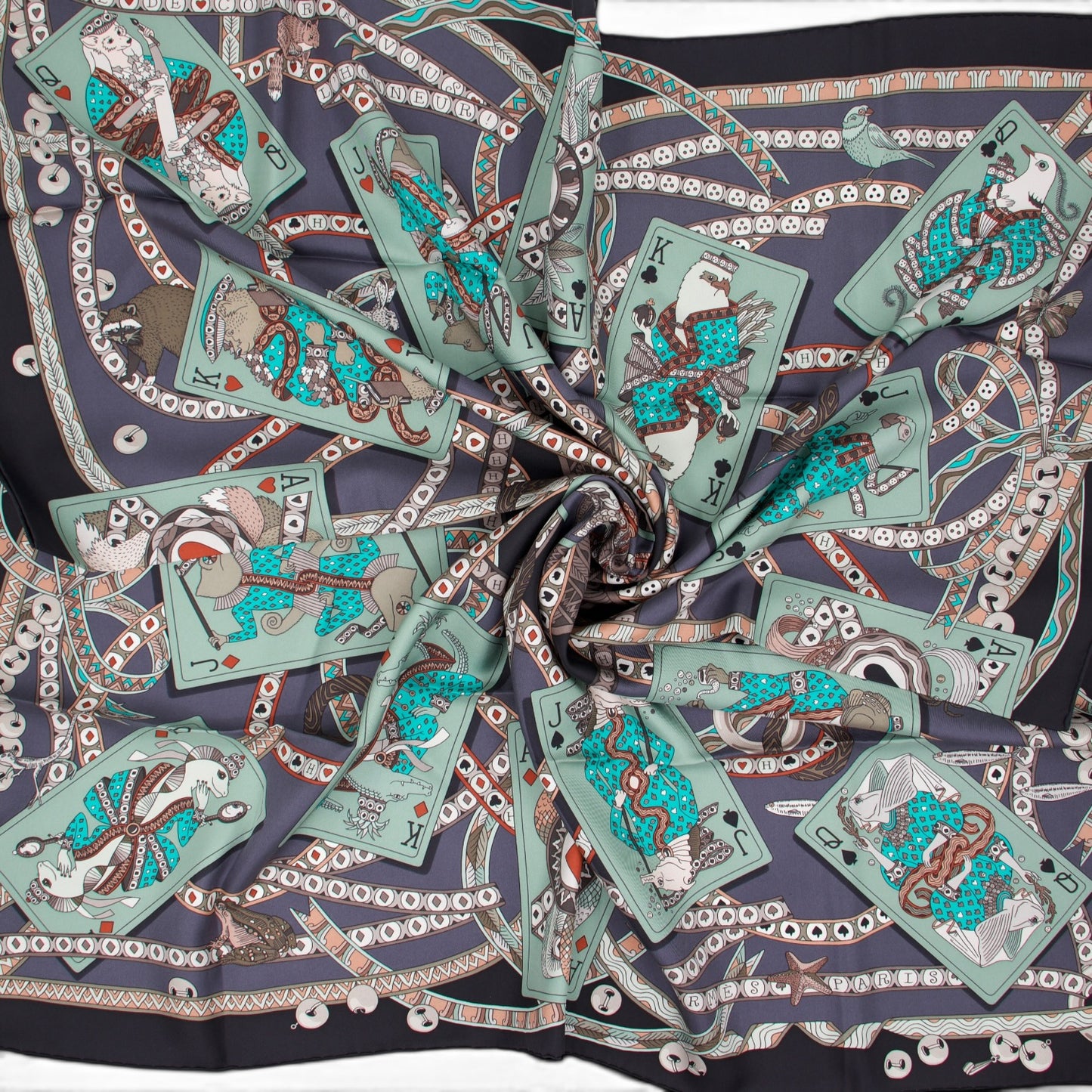 Hermès Carré "Dame de coeur à vous l'honneur" schwarz