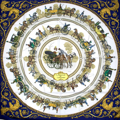 Hermès Carré " La Promenade de Longchamps" marine