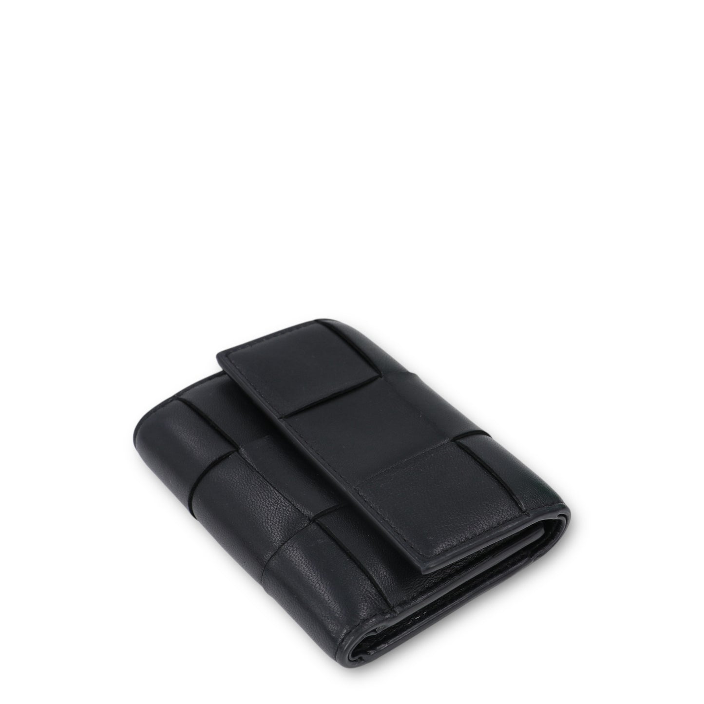 Bottega Veneta Cassette Tri-Fold Schwarz