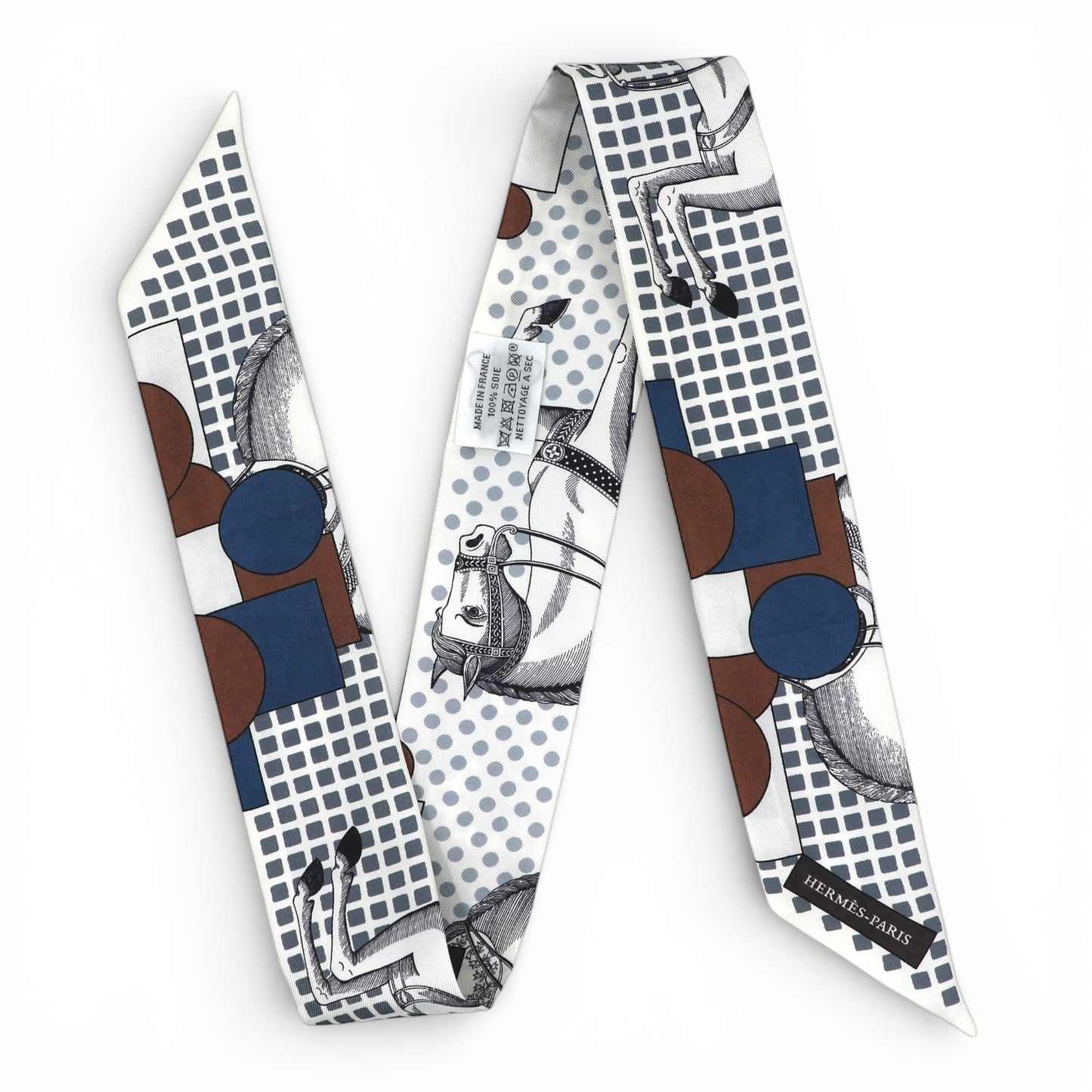 Hermès Twilly "Cavalier en formes" weiss/blau