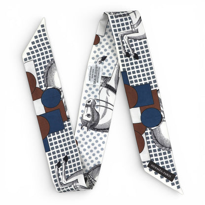 Hermès Twilly "Cavalier en formes" weiss/blau