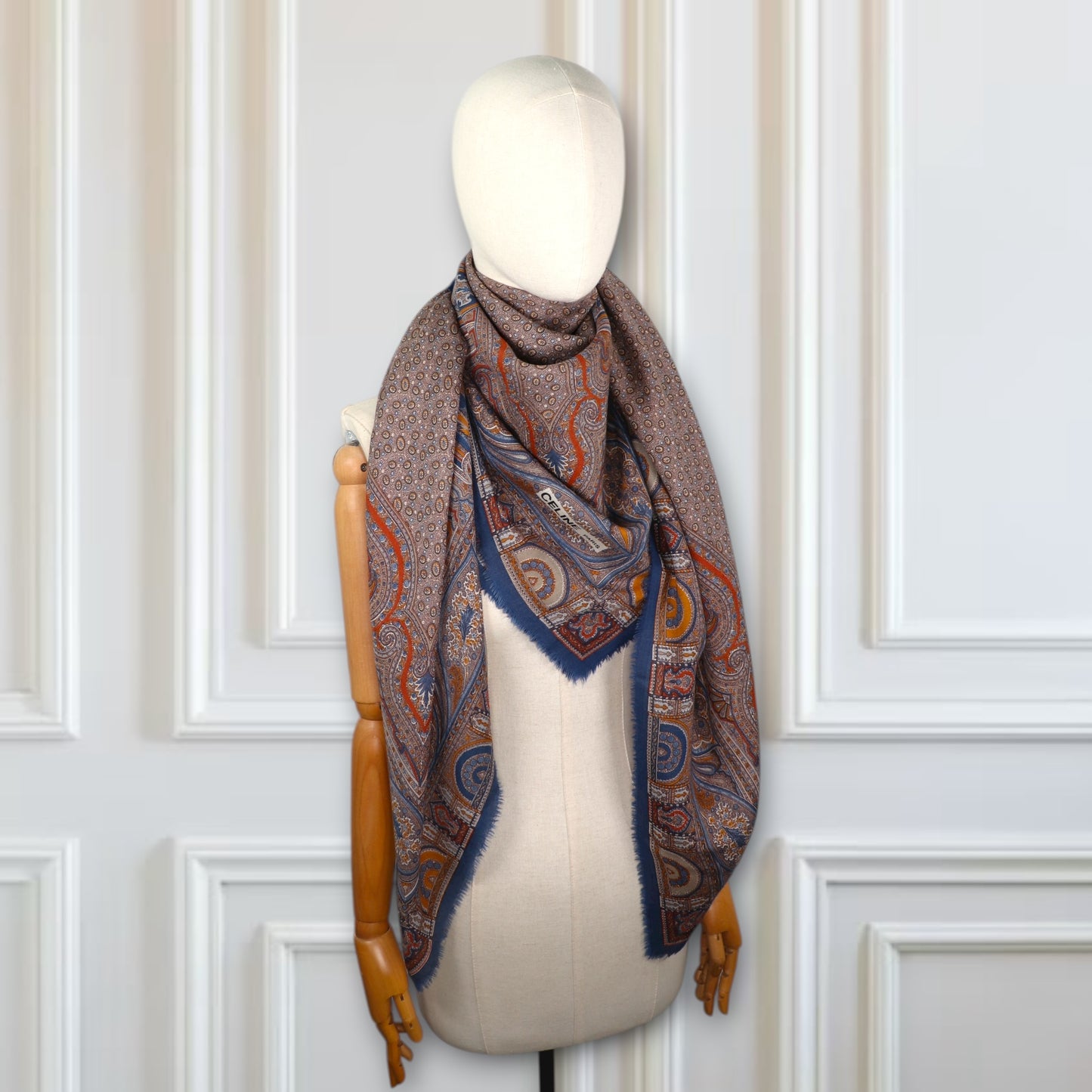 Céline Schal Paisley beige/blau