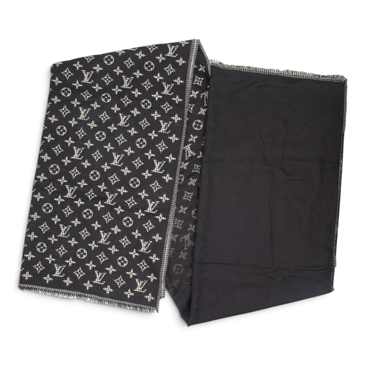 Louis Vuitton Wendeschal Wolle/Seide schwarz kariert
