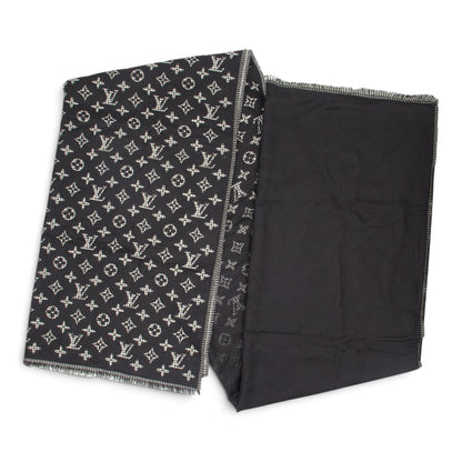 Louis Vuitton Wendeschal Wolle/Seide schwarz kariert
