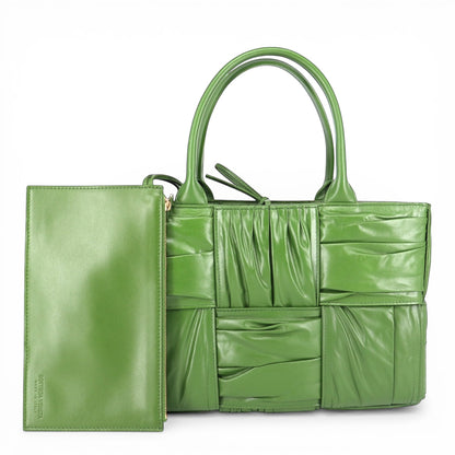 Bottega Veneta Arco small foulard intreccio grün