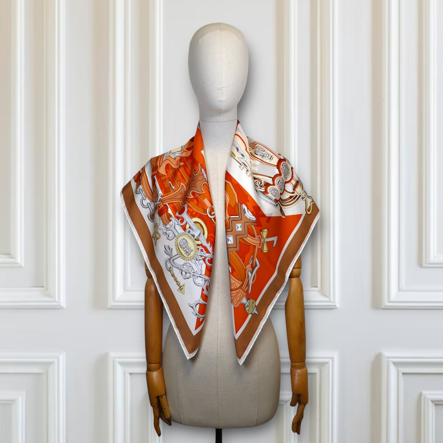 Hermès Carré "Brides & Destin" beige/orange