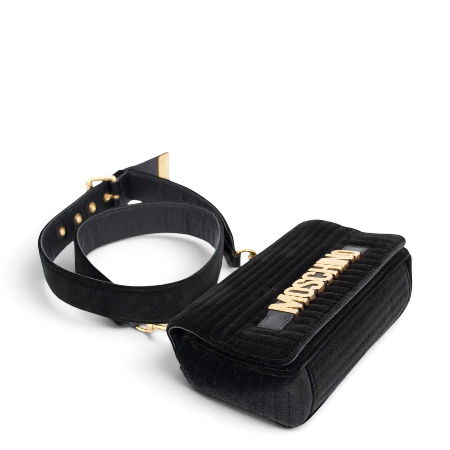 Moschino Umhängetasche Samt schwarz