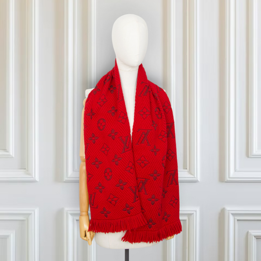 Louis Vuitton Logomania Schal Wolle rot