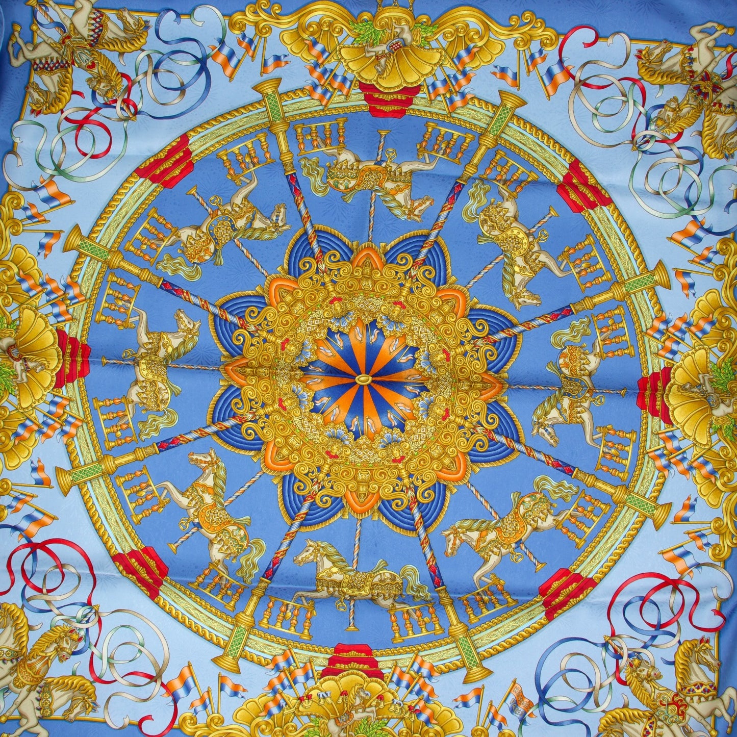 Hermès Carré "Lunapark" blau