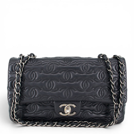 Chanel CC stitch single flap schwarz