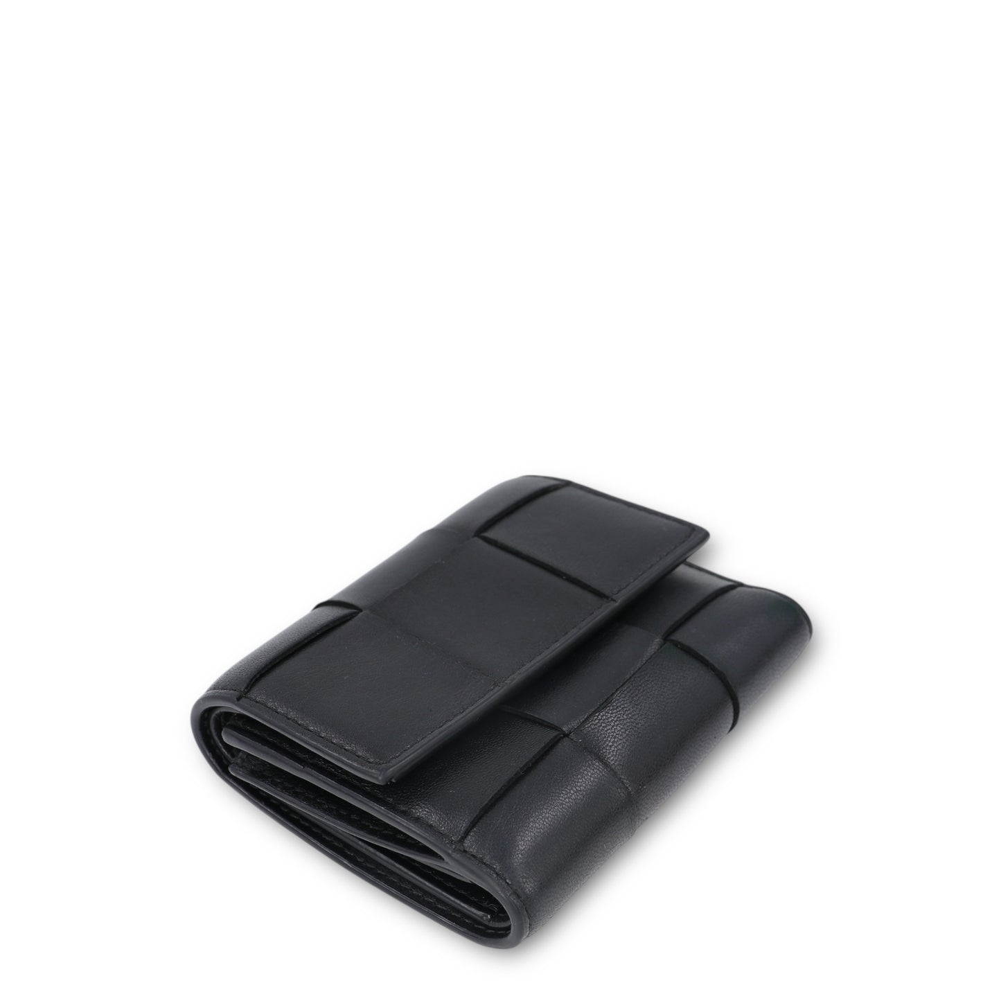 Bottega Veneta Cassette Tri-Fold Schwarz