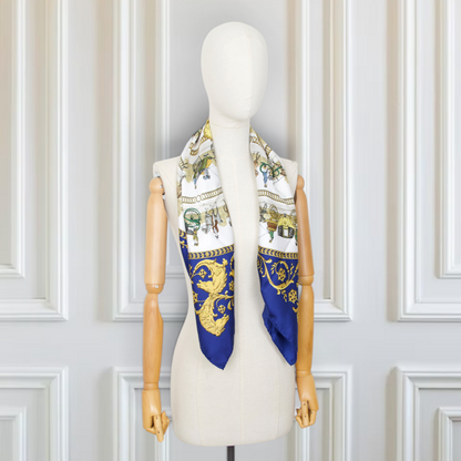 Hermès Carré " La Promenade de Longchamps" marine