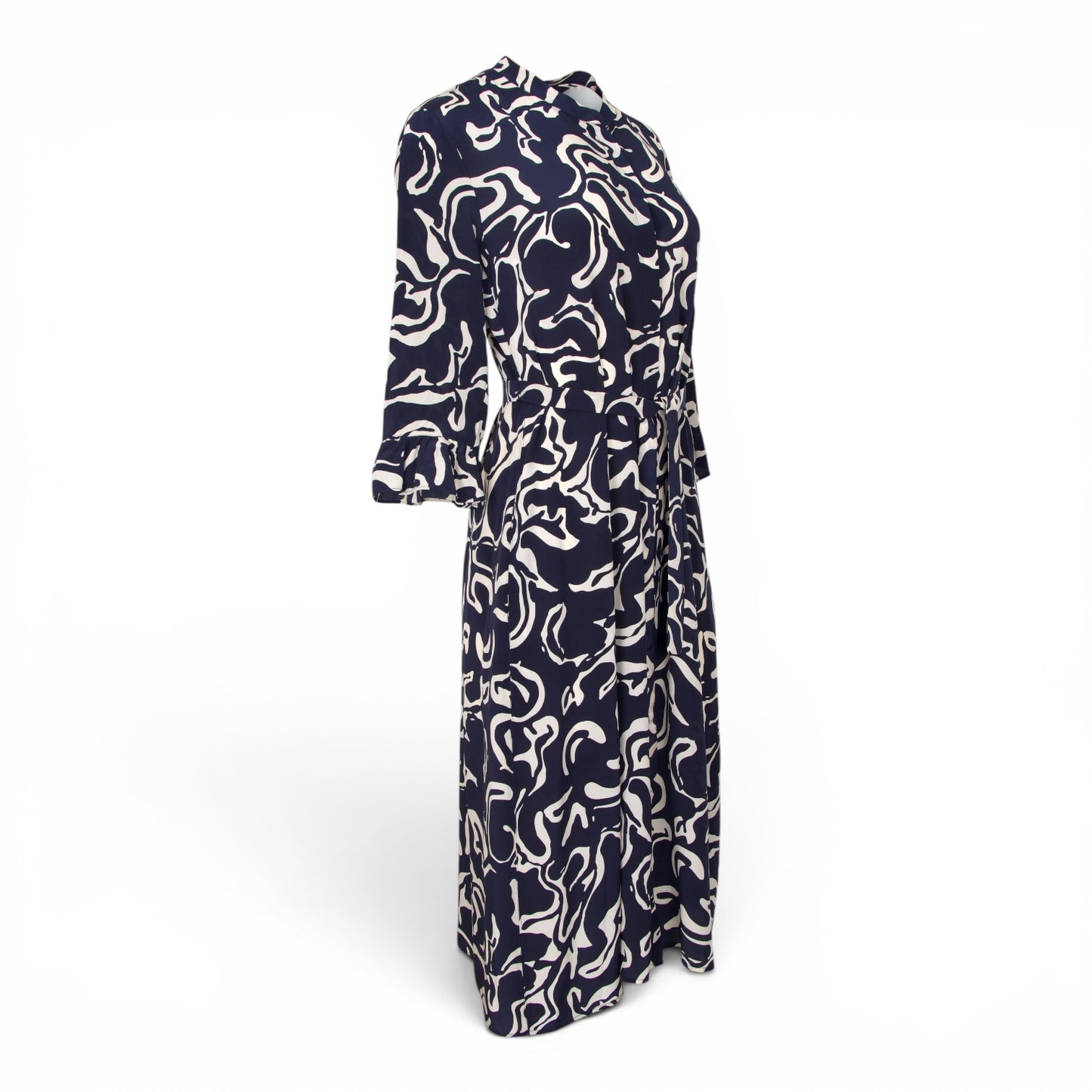 S'Max Mara Kleid Seide marine gemustert Gr. 38