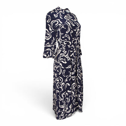 S'Max Mara Kleid Seide marine gemustert Gr. 38
