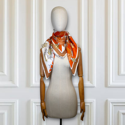 Hermès Carré "Brides & Destin" beige/orange