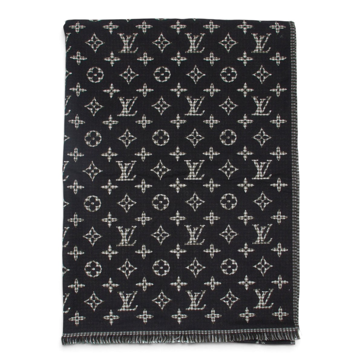 Louis Vuitton Wendeschal Wolle/Seide schwarz kariert
