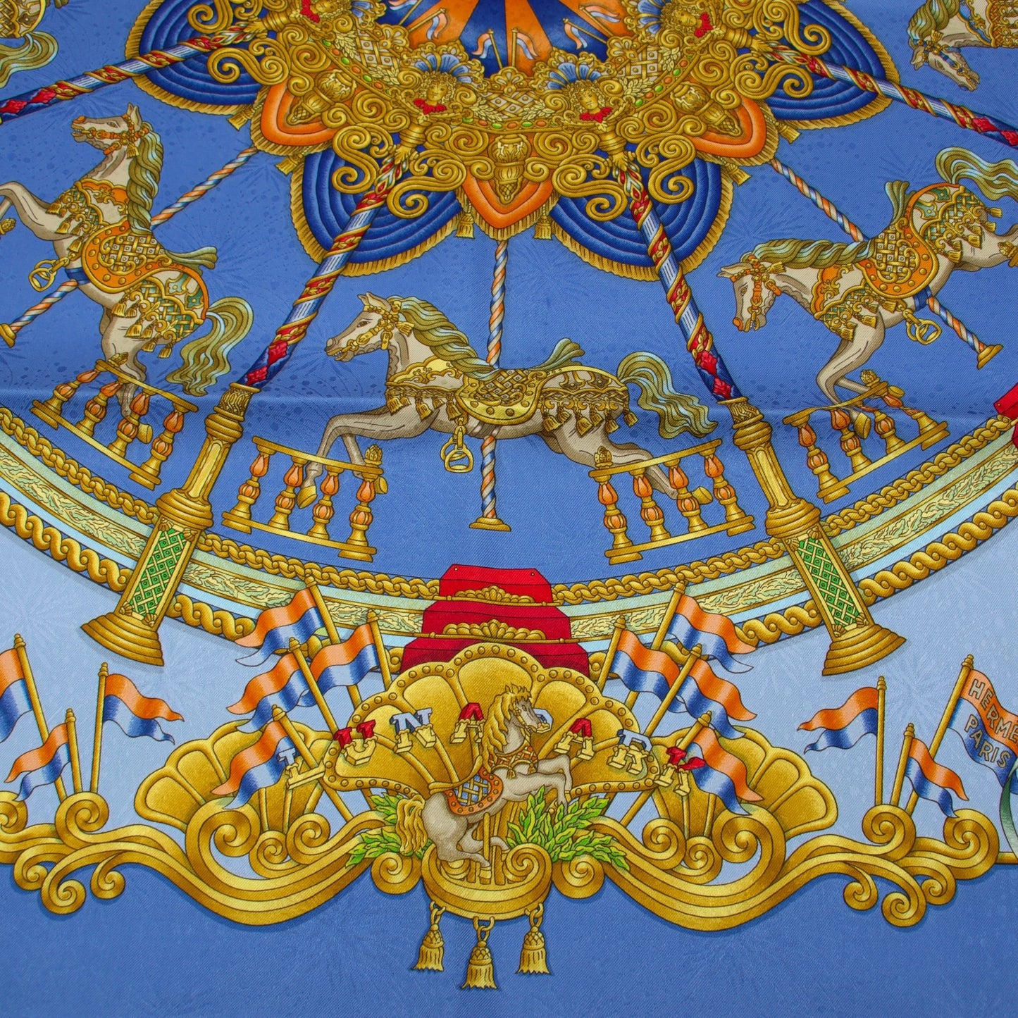 Hermès Carré "Lunapark" blau