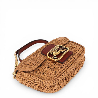 Etro Pegaso small raffia Umhängetasche