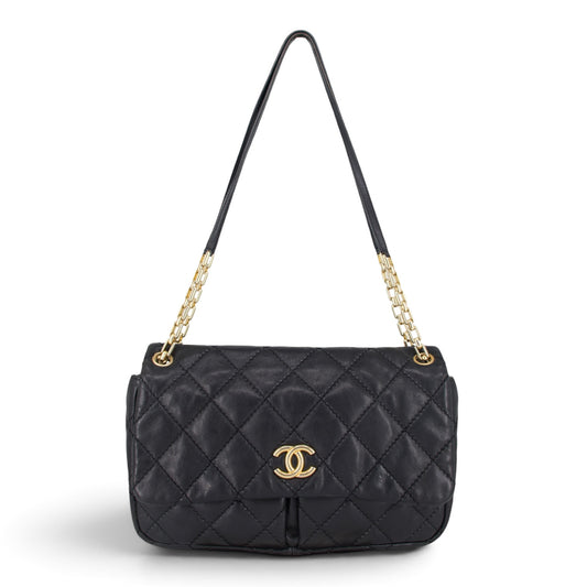 Chanel Wild Stitch Chain Flap schwarz GHW