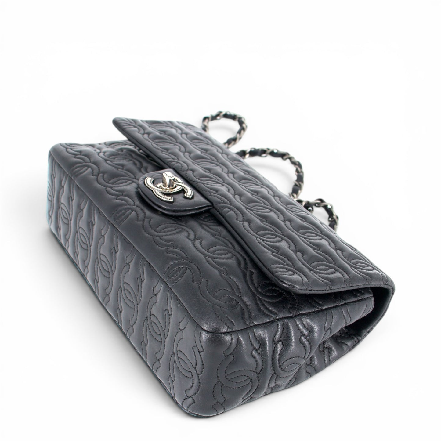 Chanel CC stitch single flap schwarz