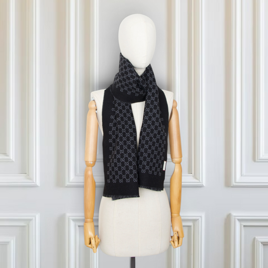 Gucci Wendeschal GG Wolle grau/schwarz