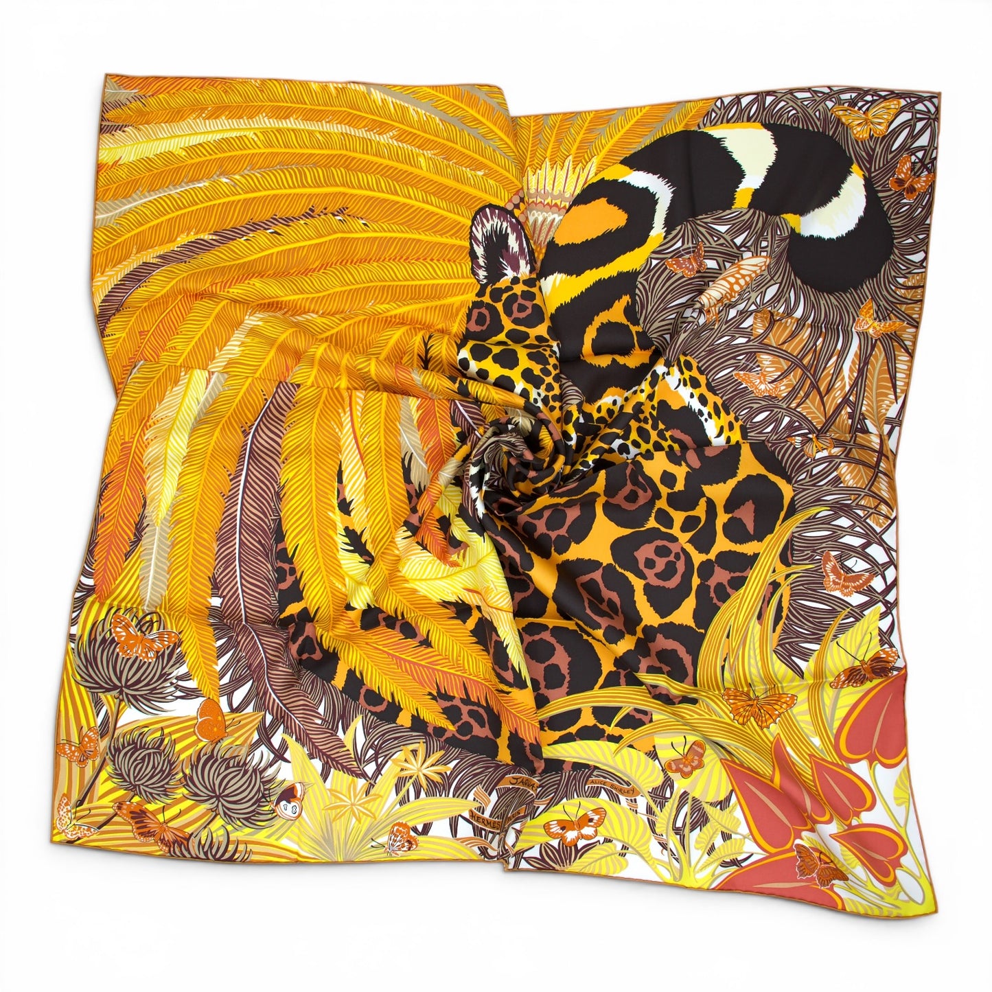 Hermès Carré "Jaguar Quetzal" gelb