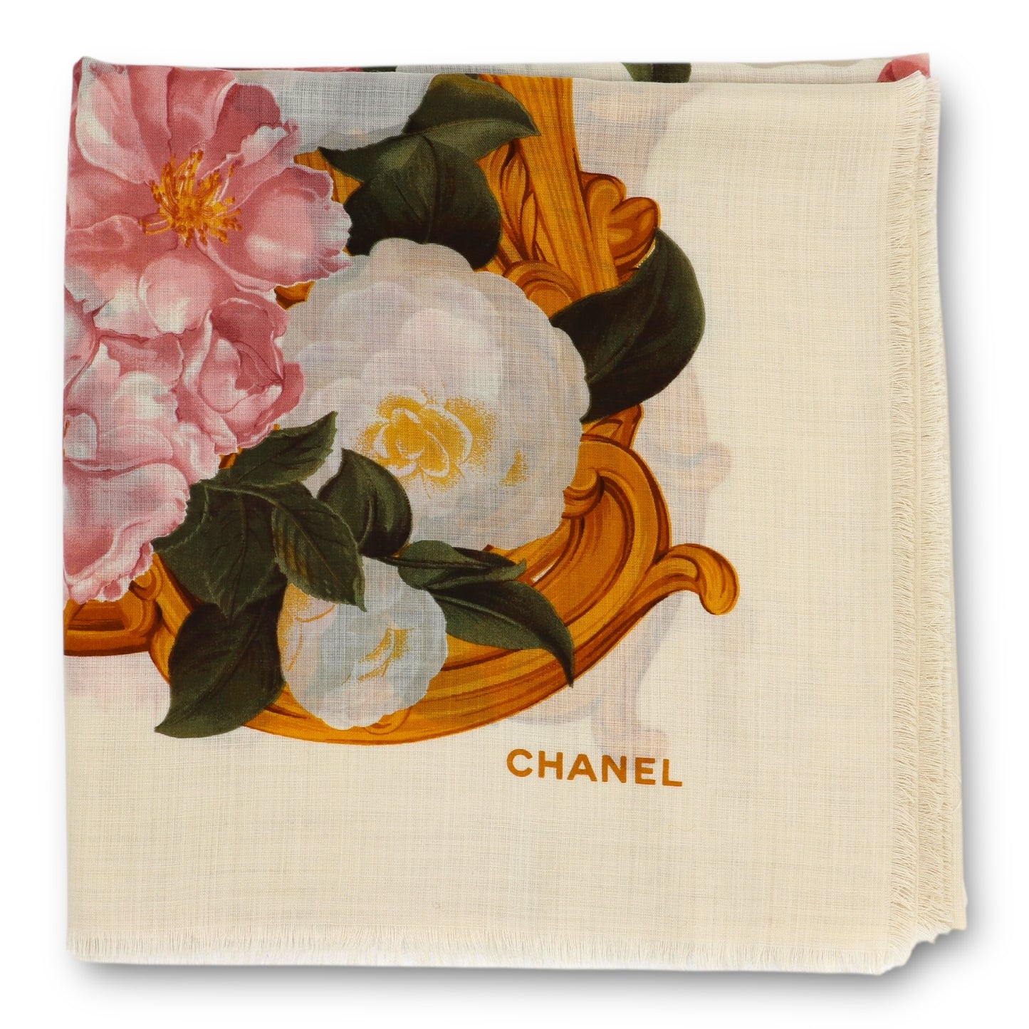 Chanel Schal Wolle/Seide crème gemustert