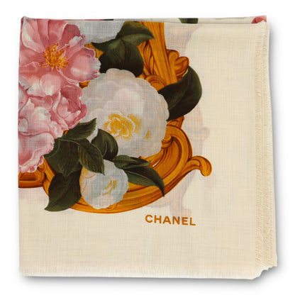 Chanel Schal Wolle/Seide crème gemustert