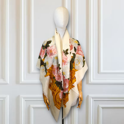 Chanel Schal Wolle/Seide crème gemustert