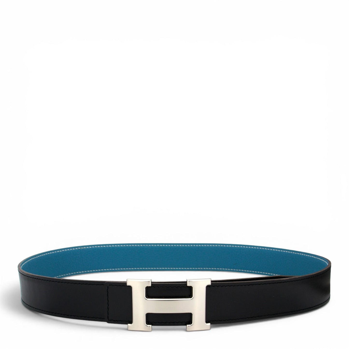 Hermès Wendegürtel bleu jean/schwarz Gr. 80
