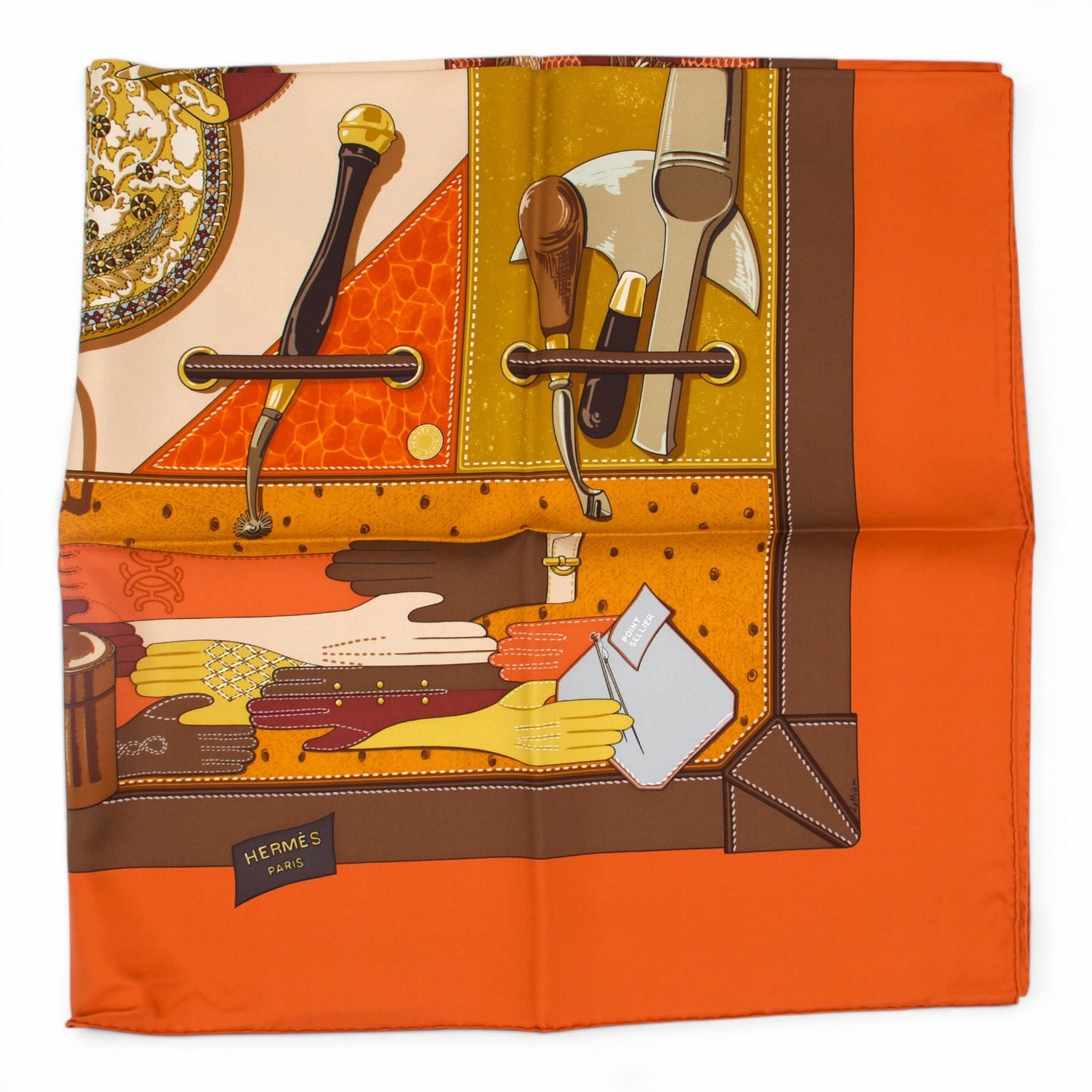 Hermès Carré "Tout cuir" orange