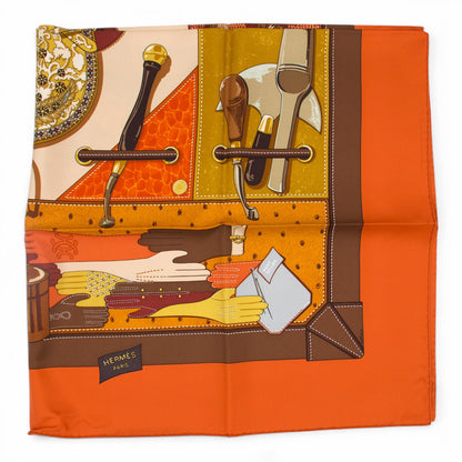 Hermès Carré "Tout cuir" orange