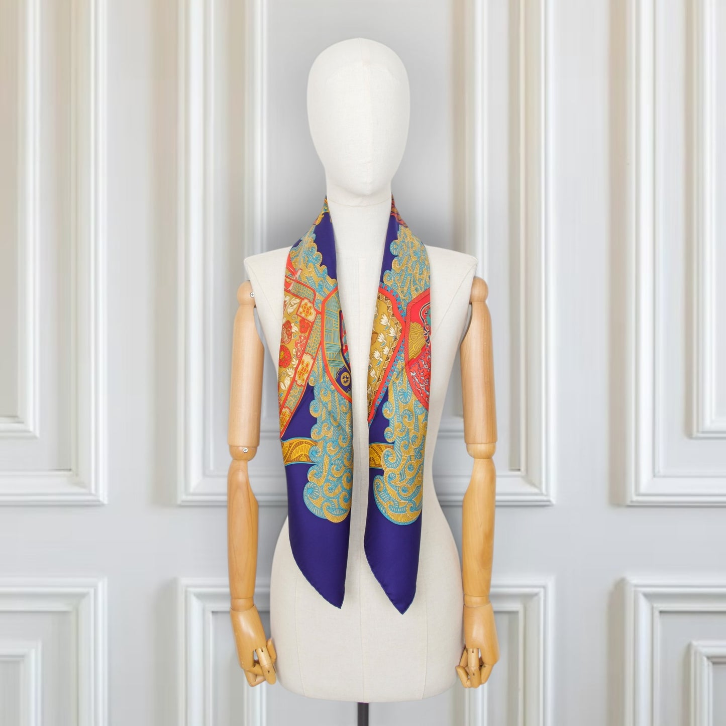 Hermès Carré "Art des Steppes" blau