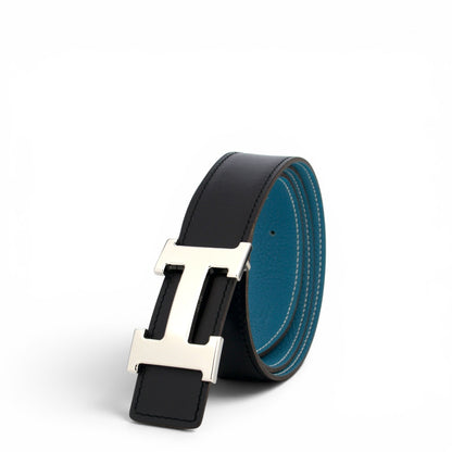 Hermès Wendegürtel bleu jean/schwarz Gr. 80