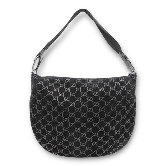 Gucci Schultertasche Wildleder schwarz