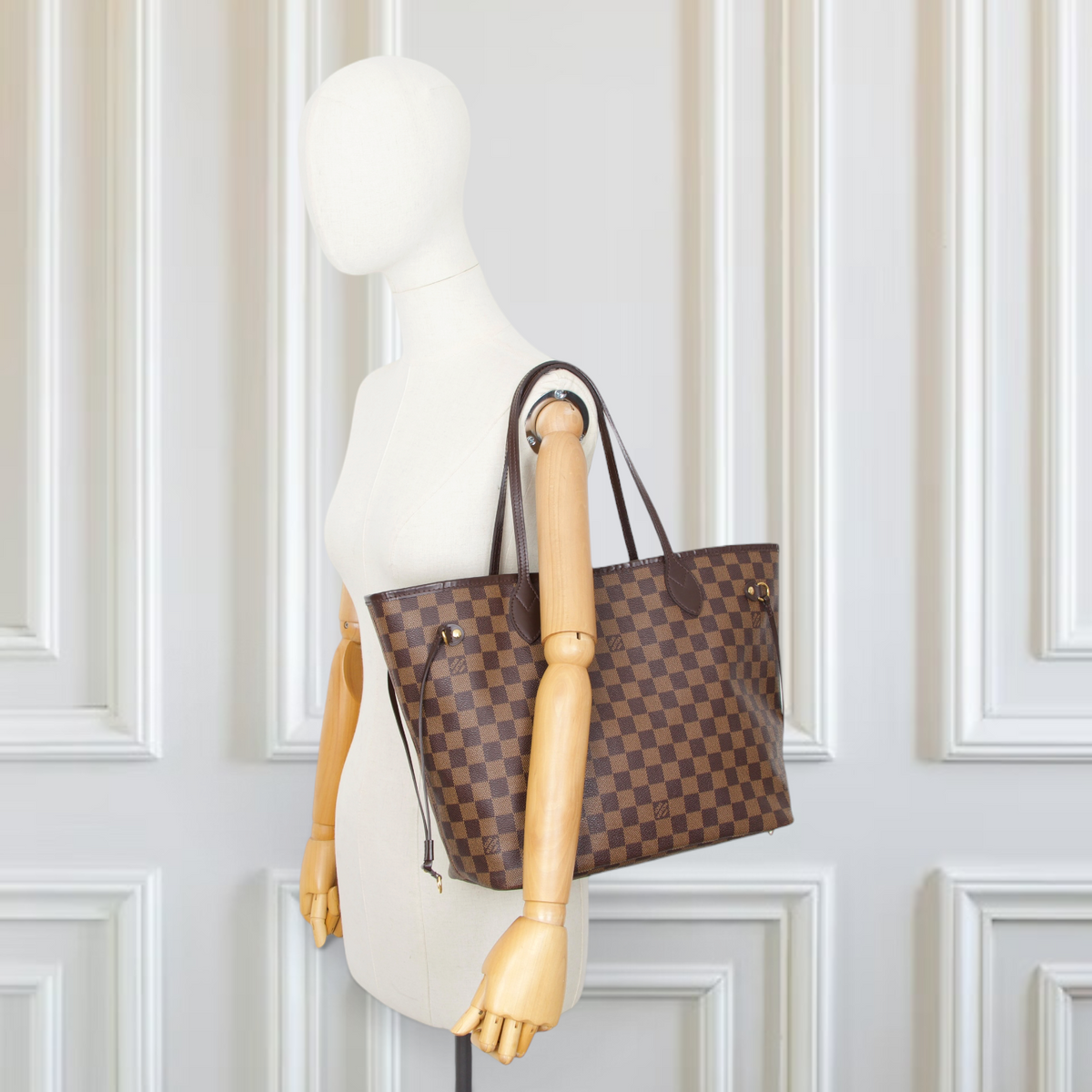 Louis Vuitton Neverfull MM + Pochette Damier ebène