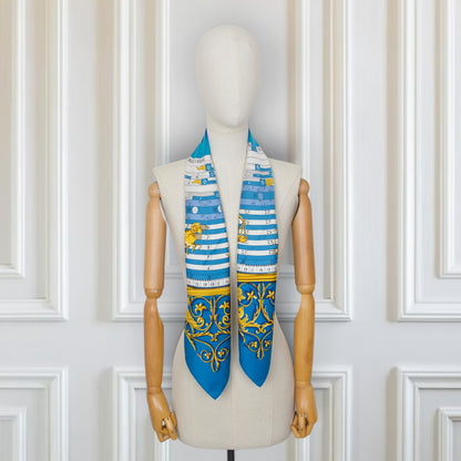 Hermès Carré "Dies et Hore" blau