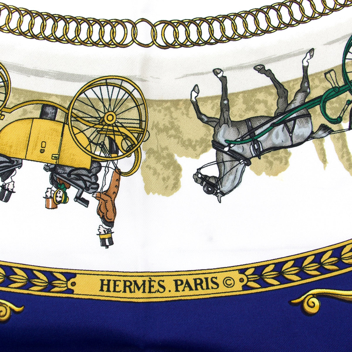 Hermès Carré " La Promenade de Longchamps" marine
