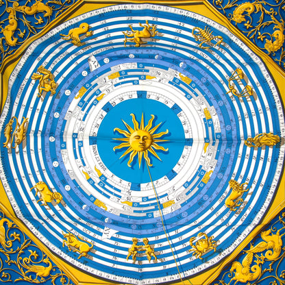 Hermès Carré "Dies et Hore" blau